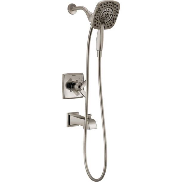 T4764 Ssrb Delta Ashlyn 2 Handle Deck Mounted Roman Tub Faucet With Diverter And Handshower 3628